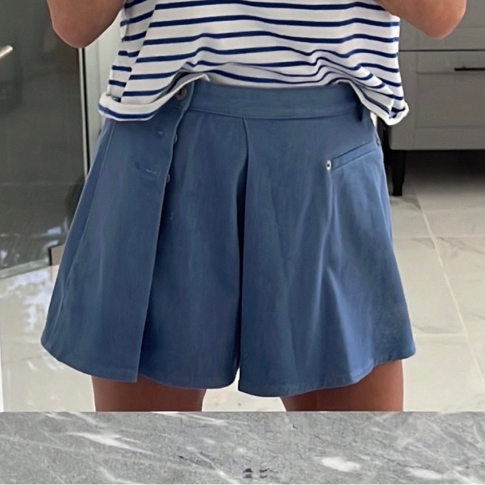 •THAKOON• High‎ Waisted Wrapped Shorts/Skort in Chambray Blue Size 2